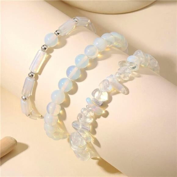 3Pcs Natural Stone Bracelets for Women 8mm Crystal Beaded Bracelets Handmade - Picture 5 of 7